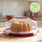 Kilitli Kapaklı Pasta Kek Börek Taşıma ve Saklama Kabı – Büyük Boy 34 Cm, 7 Lt Kek Fanusu, Bpa Içermez - Koyu Pembe