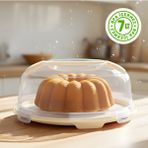 Kilitli Kapaklı Pasta Kek Börek Taşıma ve Saklama Kabı – Büyük Boy 34 Cm, 7 Lt Kek Fanusu, Bpa Içermez - Krem