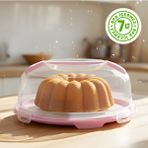 Kilitli Kapaklı Pasta Kek Börek Taşıma ve Saklama Kabı – Büyük Boy 34 Cm, 7 Lt Kek Fanusu, Bpa Içermez - Pembe