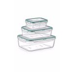 Kilitli Kapaklı Saklama Kabı 3lü Set 20x14cm - 17x12cm - 14x9cm