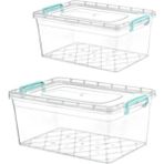 Kilitli Saklama Kabı 2'li Set, 10L ve 5,5l, Beyaz - Ahşap - Bej - Siyah - Seçenek 1
