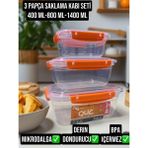 Kilitli Sızdırmaz Plastik Saklama Kabı Seti 3 Parça - Çok Renkli