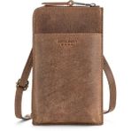 Kim Deri Cep Telefonu Çantası, Küçük Crossbody, Unisex, Cüzdanlı - Kahverengi