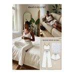 KİM Kİ O Kadın Beyaz Dantelli Fitilli 3'lü Ev Giyimi Pijama Seti Büstiyer Şort Ve Pantolon Takım