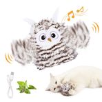 Kimee İnteraktif kedi oyuncak şarj edilebilir otomatik cıvıl cıvıl baykuş kedi oyuncak Catnip, otomatik dayak kanatları uçan kuş kedi oyuncaklar kapalı kediler için yalnız oynamak, asla can sıkıntısı