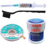 Kimei Solder Paste Kimei 183C Uyumlu Krem Lehim 42 gr Sıvı Lehim ve Flux Lehim Toplama Fırça Seti 3,5 mm 4'lü St