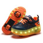 Kimigia Erkek ve kız çocuk LED ayakkabı, tekerlekli, renkli lamba, inline paten, basma düğmesi, ayarlanabilir spor, açık hava, jimnastik, koşu ayakkabısı, Orange808, 38 EU