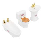 KIMISS 1/24 Dollhouse Minyatür Banyo Seti, Simülasyon Seramik Küvet, Tuvalet Ve Lavabo Seti, 3 Renk Seçenekleri, İşçilik, Mini Dollhouse Koleksiyonu Için (gül)