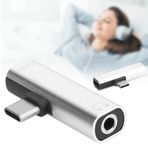 KIMISS 2 Adet 2 in 1 TypeC - 3.5mm Dönüştürücü Yardımcı Ses Kablosu Tel Şarj Cihazı Kulaklık Dağıtıcı Adaptörü (SILVER)
