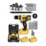 KİMMEER PLUS 12v 1.5 Ah Metal Şanzıman Çift Akülü Şarjlı 24 Parça Akülü SARI Vidalama Matkap