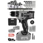 Kimmeer Plus 18V Metal Şanzıman Darbeli Şarjlı Matkap 24 Parça Akülü Vidalama Akülü Matkap Seti Pılastik Madren