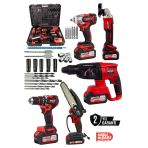 KİMMEER PLUS Profesyonel 21V Matkap Hilti Taşlama Somun Sıkma Testere 5'lı Set