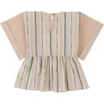 Kimono Kollu Çocuk Bluz Yeşil Çizgili Desenli Organik Pamuk - 5 - 6 Yaş