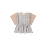 Kimono Kollu Çocuk Bluz Yeşil Çizgili Desenli