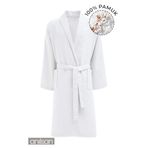 Kimono Pike Otel Bornozu Kadın-Erkek Spa Için Ideal, Günlük Kullanıma Uygun%100 PAMUK Beyaz