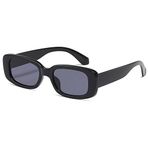 kimorn Dikdörtgen Güneş Gözlüğü Kadın Erkek Trendy Retro Moda Güneş Gözlükleri 90's Vintage UV 400 Koruma Kare Çerçeve K1200, Siyah Çerçeve Gri Lens, One Size Fits All