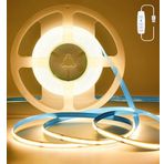 Kimuwote USB COB LED şerit 1 m, kısılabilir USB 5 V LED şerit ışıkları, sıcak beyaz 3000 K, TV LED aydınlatması 320 LED/m, esnek LED bant ışık, TV arka plan aydınlatması, yatak odası, ev, dolap için