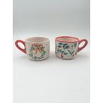 Kimya Ceramics Handmade Seramik 2'li Kupa Seti(Yılbaşı Çelengi) - 2 Adet - 200 ml
