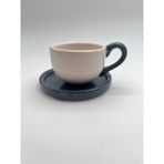 Kimya Ceramics Handmade Seramik Kahve Fincanı(Gri-Beyaz) - 1 Adet - 60 ml