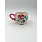 Kimya Ceramics Handmade Seramik Kupa(Yılbaşı Temalı Fiyonklu) - 1 Adet - 200 ml