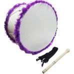 Kına Davulu Kırmızı Ledli (Pilsiz) Mor Tüylü 50 cm