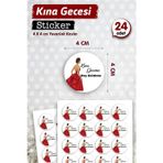 Kına Geceme Hoşgeldiniz Etiket - Kına Hediyelik Etiket Sticker - Kına Etiketi 4 cm 24 adet -T1124