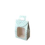 Kına Ve Çerez Çantası Pencereli Karton 7.5X11X4 (20 Adet) Puantiyeli Mavi