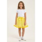Kinderos Fiyonklu Beli Lastikli Kız Çocuk Tütü Etek - 26Y 0950 - Sarı - 8 Yaş