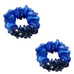 KINFENE 2'li Paket Işıltılı Boho Organze Kristal Boncuklar Saç Bağları Saç İpleri Saç Scrunchies Elastik At Kuyruğu Tutucuları Saç Takısı Saç Bilek Bağları Bantlar Saç Aksesuarı Spor Salonu Dans Partisi Kız Kadınlar için (Mavi)