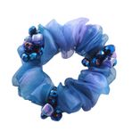 KINFENE Zarif Bling Boho Dantel Kumaş Kristal Boncuklar Saç Bağları Saç Halatları Saç Şekilleri Elastik At Kuyruğu Tutucular Saç Takısı Saç Bilek Bağları Bantlar Saç Aksesuarları Gösteri Spor Salonu Dans Partisi için Kız Kadınlar için (Mavi)