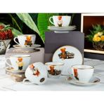 King Bear Mix 2'li Nescafe Takım Beyaz Ayıcıklı Esprili Hediyelik Şirin Teddy Çay Altlıklı Set