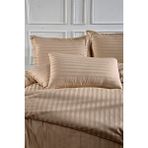 King Cotton Pamuk Saten Çift Kişilik Nevresim Takımı Çizgili - Bej - Açık Kahve - 200 x 220 cm