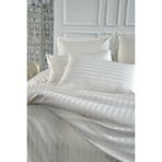 King Cotton Pamuk Saten Çift Kişilik Nevresim Takımı Çizgili - Beyaz - 200 x 220 cm