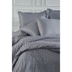 King Cotton Pamuk Saten Çift Kişilik Nevresim Takımı Çizgili - Gri - 200 x 220 cm