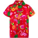 King Kameha Funky Hawaii Kısa Kol Baskılı Flamingo Kavun Kırmızı Erkek Gömlek