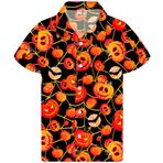 King Kameha Funky Hawaii Kısa Kol Ön Cepli Balkabağı Kabak Web Kırmızı Erkek Gömlek