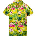 King Kameha Funky Hawaii Kısa Kol Ön Cepli Çiçek Baskılı Pineapple Flowers Sarı Erkek Gömlek