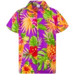 King Kameha Funky Hawaii Kısa Kol Ön Cepli Palmiye Çiçekli Mor Erkek Gömlek