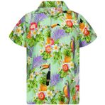 King Kameha Funky Hawaii Kısa Kol Ön Cepli Papağan Kakadu Nane Yeşili Erkek Gömlek