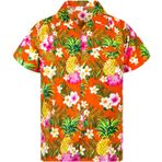 King Kameha Funky Hawaii Pineapple Flowers Turuncu Ananas Çiçek Baskılı Erkek Gömlek