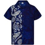 King Kameha Hawaii gömleği, kısa kollu gömlek, yazlık gömlek, parti gömleği, Mavi (Maoriwedding-Blue), 5XL