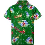 King Kameha Hawaii Kısa Kol Düğmeli Noel Yeşil Erkek Gömlek