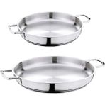 King OMS Gastro Amore Çelik 2 Parça Kapaksız Italyan Omlet Sahan Seti (16X3 CM-20X3 Cm)
