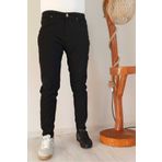 KING SEZAR Erkek Kot Pantolon Siyah Slim Fit Likralı Dar Paça Pamuklu Erkek Kot Pantolon