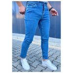 KING SEZAR Erkek Mavi Düz Slim Fit Likralı Düz Paça Kot Pantolon Erkek Kot Pantolon