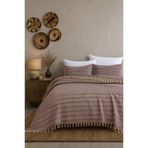 King Size Dokuma Pike Takımı 240x260 cm 2 Yastık Kılıflı Saçak Detaylı Örtü Seti Mürdüm
