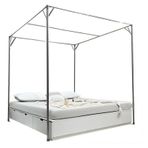 King Size Metal Kanopi Karyola - 27 mm Kalın Direkli Ağır Hizmet Tipi Dört Poster Tasarımı İkiz ve Tam Yataklar için İdeal - Sağlam ve Şık Yatak Odası Mobilyaları.