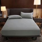 King Size Pamuklu Yatak Örtüsü Elastik Bantlı Mavi Lastikli Çarşaf Yastık Kılıfı Olmadan Nefes Alabilir Keten Yatak Odası için 180 x 200 x 30 cm