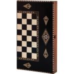 King Tavla Geniş Siyah Masif Ahşap Çerçeve 52 X 30 X 8 Cm 30 Parça Oyun Seti