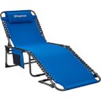 Kingcamp Berlin Classic Comfort Lounge 5 Kademeli Katlanır Şezlong ve Kampet Blue - Katlanmış Boyut: 76 x 15 x 60 cm - Mavi
